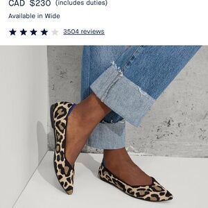 Size 8 Rothy’s The Point II flats in leopard print